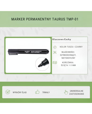 Marker Permanentny Czarny Taurus TMP-01 - Okrągła Końcówka
