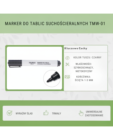 Marker do tablic suchościeralnych czarny 1-3mm Taurus TMW-01
