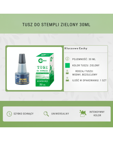 Tusz do Stempli Zielony 30ml - Wysokiej Jakości, Bezolejowy