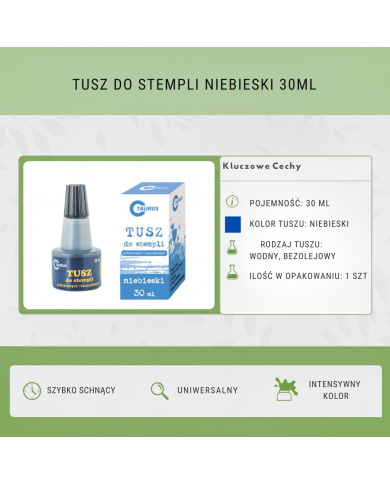 Tusz do stempli niebieski 30ml szybkoschnący Taurus