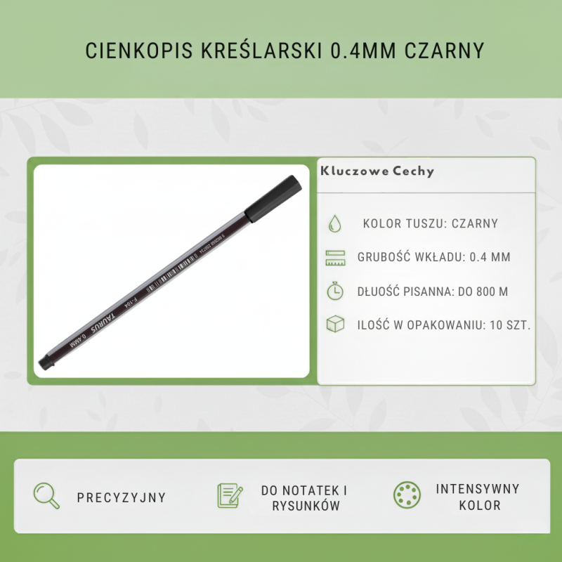 Cienkopis 0,4mm czarny 10szt – precyzja i wygoda | Rystor
