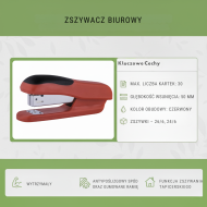 Zszywacz plastikowy czarny 30 kartek 75mm | OFFICE PRODUCTS