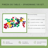 Pinezki beczułki tablicowe 23mm mix kolorów 100szt | Korek