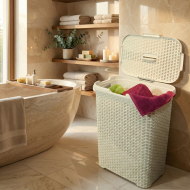 Kosz na bieliznę Curver Natural Style 60L kremowy