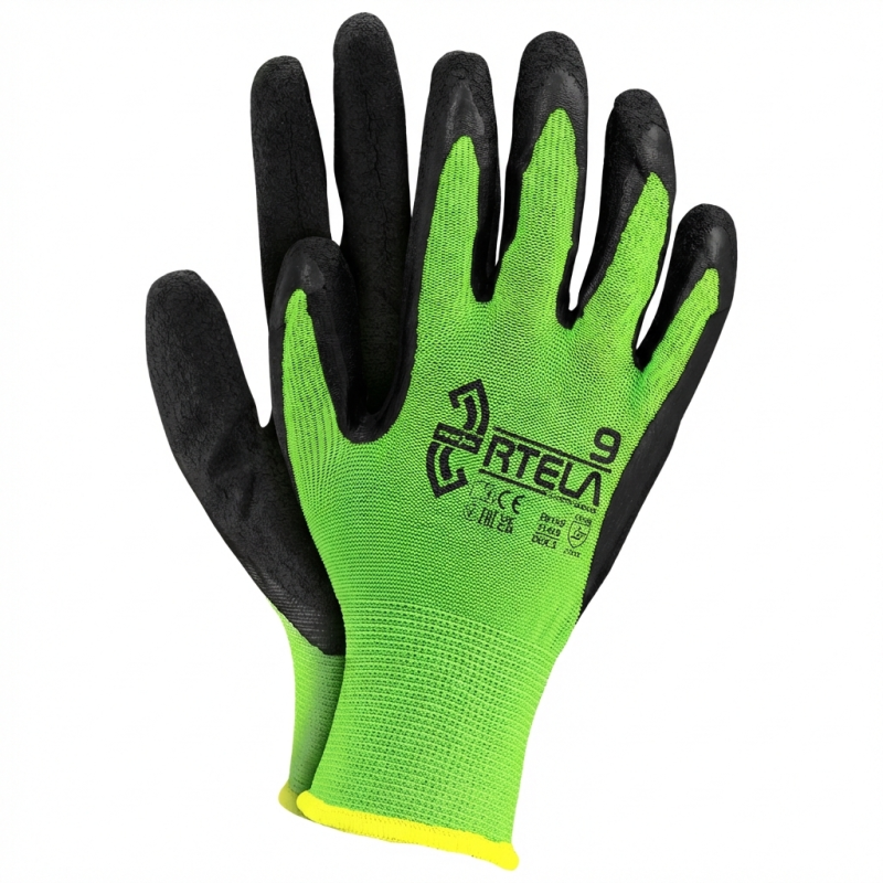 Rękawice RTELA LB 9 Zielone Powlekane Lateksem – Ochronne