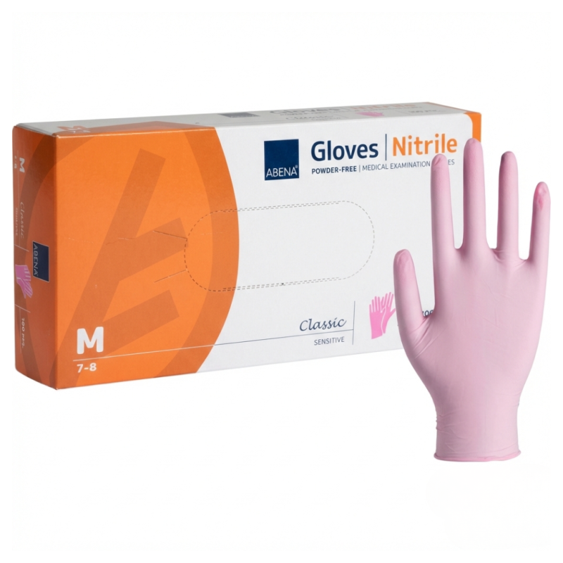 Rękawice nitrylowe ABENA różowe M 100 szt.
