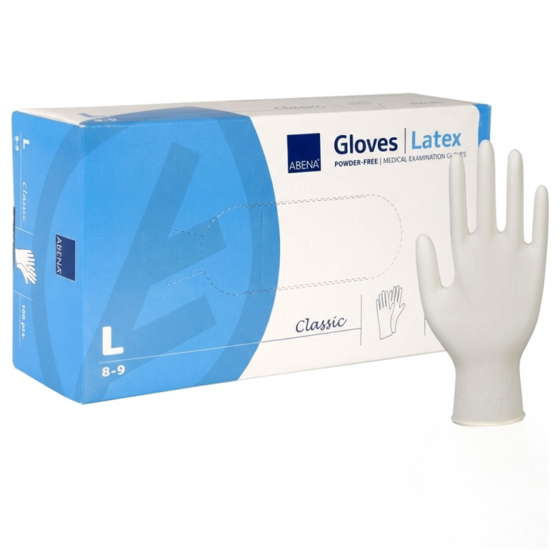 Rękawice lateksowe bezpudrowe L Abena 100 szt.