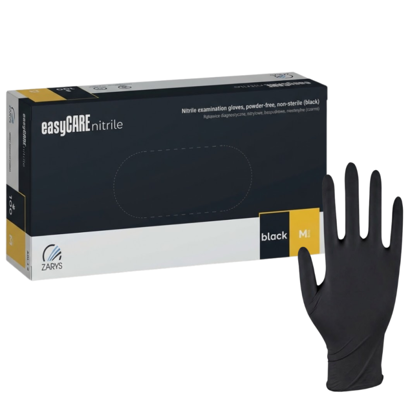 Rękawice nitrylowe czarne M 100szt EASY CARE Zarys
