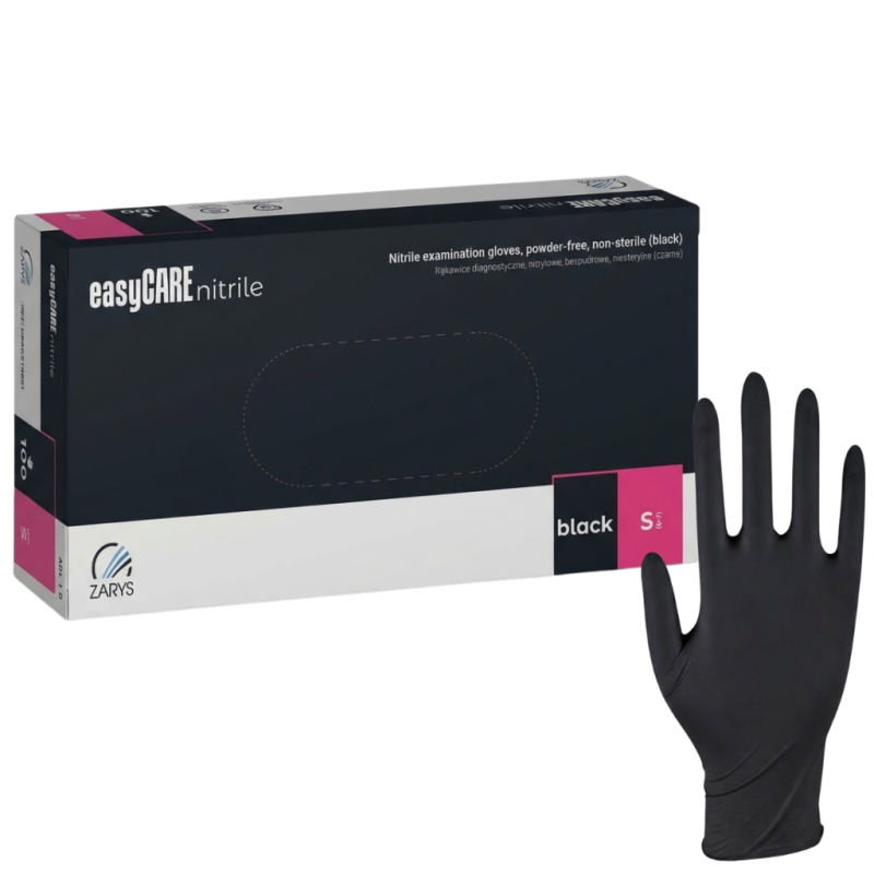 Rękawice nitrylowe czarne S 100szt EASY CARE