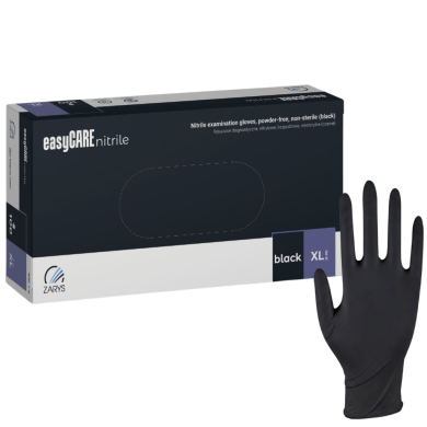 Rękawice Nitrylowe EasyCare XL 100szt Czarne Bezpudrowe