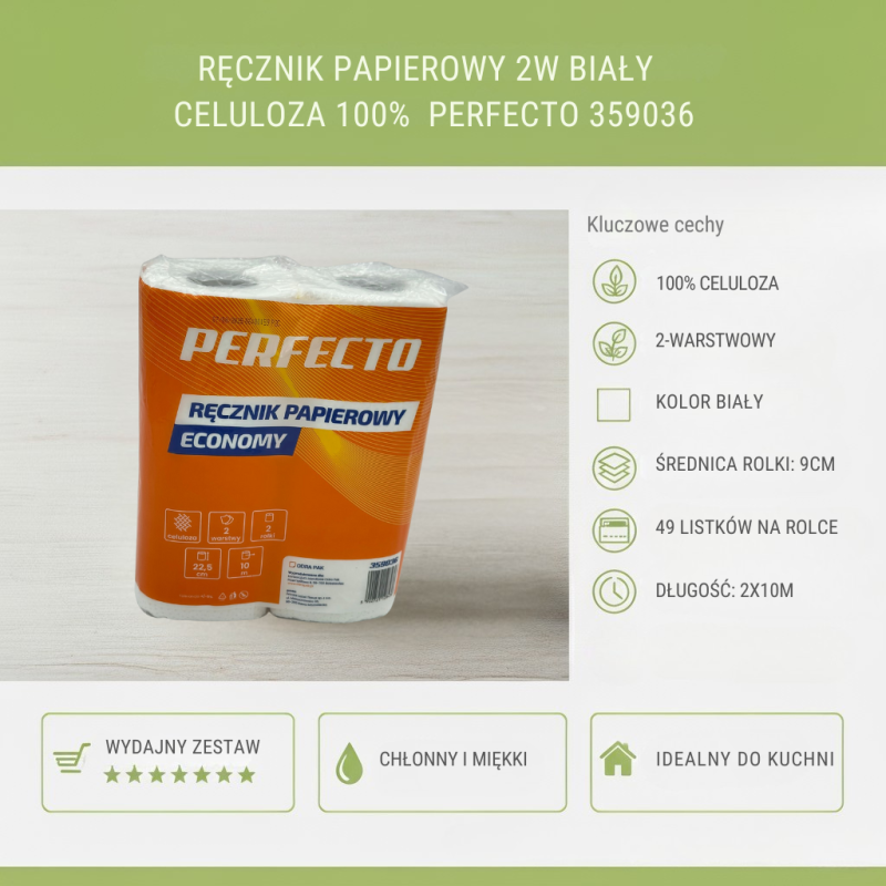 Ręcznik papierowy w roli Perfecto Economy 2W celuloza