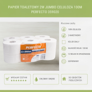 Papier toaletowy Jumbo 2W Biały 100m Celuloza PERFECTO