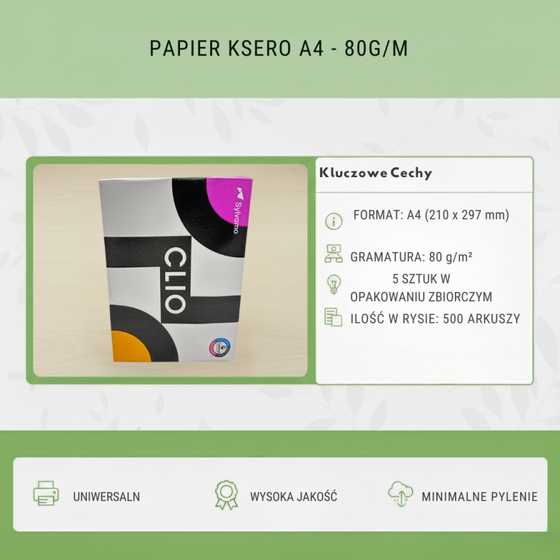 Papier ksero A4 biały 80g EMERSON – uniwersalny, CIE 146