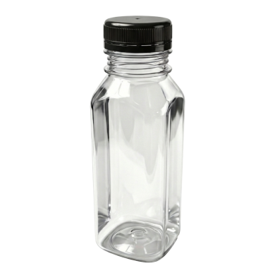 Butelka PET kwadratowa 400ml z czarną nakrętką