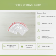 Torebki strunowe 6x8 cm LDPE - Przezroczyste, 100 szt.