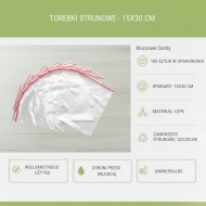 Torebki strunowe 15x30 cm 100szt – LDPE, zamknięcie strunowe, biuro