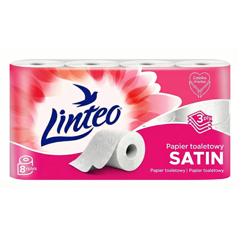 Papier toaletowy Linteo 3W różowy 8 rolek