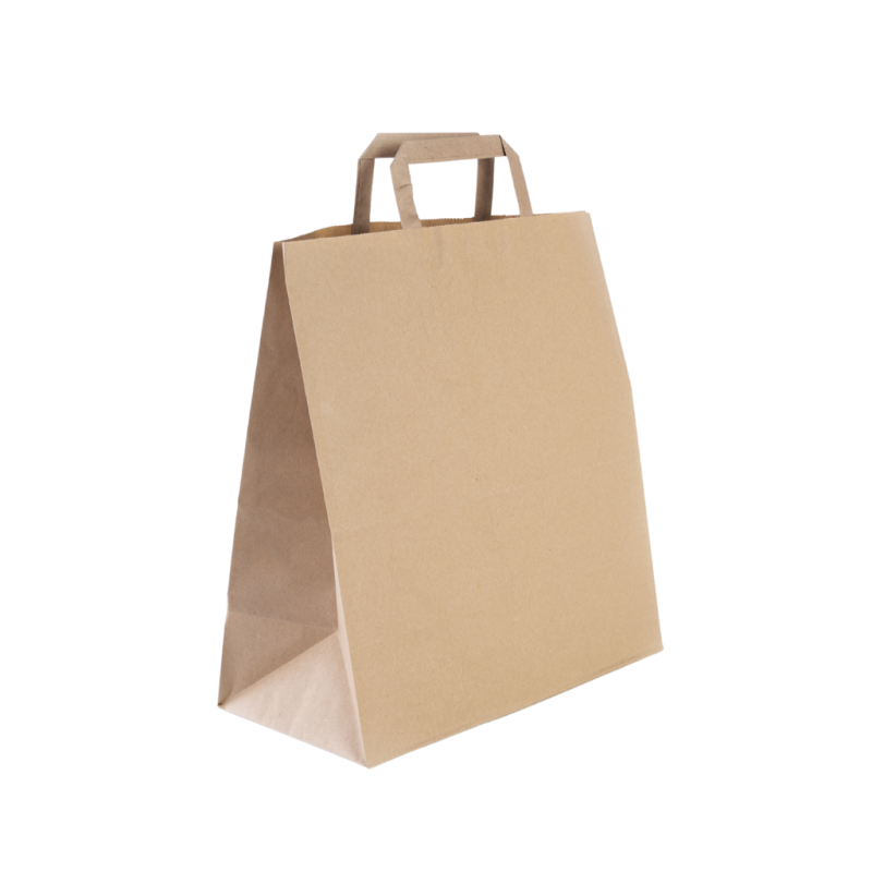 Torba papierowa szara 32x16x34cm uchwyt płaski