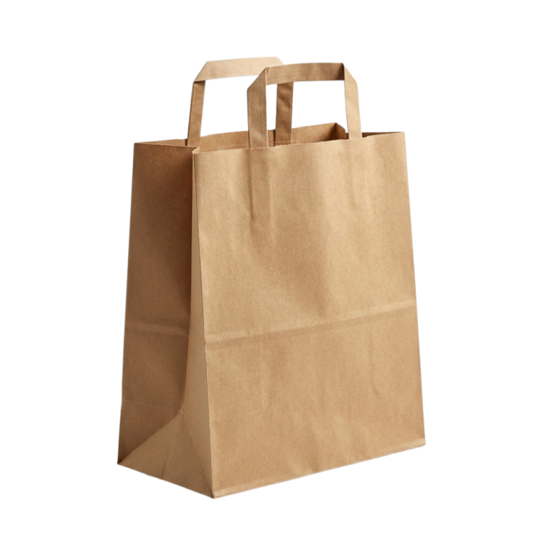 Torba papierowa szara 26/14/30cm uchwyt płaski