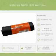 Worki na Śmieci 160L LDPE 30μm 10szt PERFECTO | Wytrzymałe