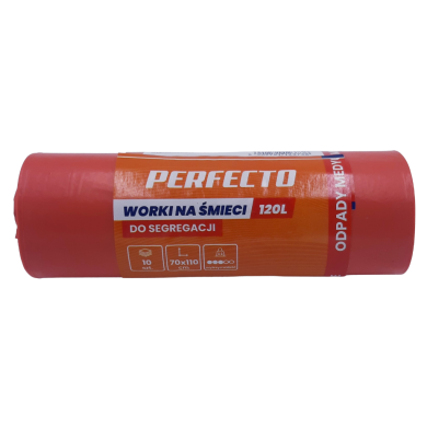 Worki na śmieci 120L czerwone Perfecto 10szt