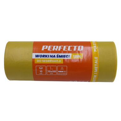 Worki na śmieci 120L żółte Perfecto 10szt