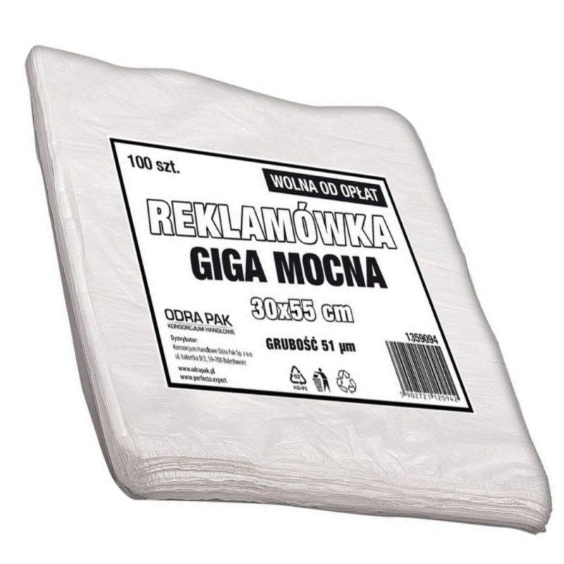Reklamówka GIGA MOCNA 40x80 cm 51my 50szt ODRA PAK