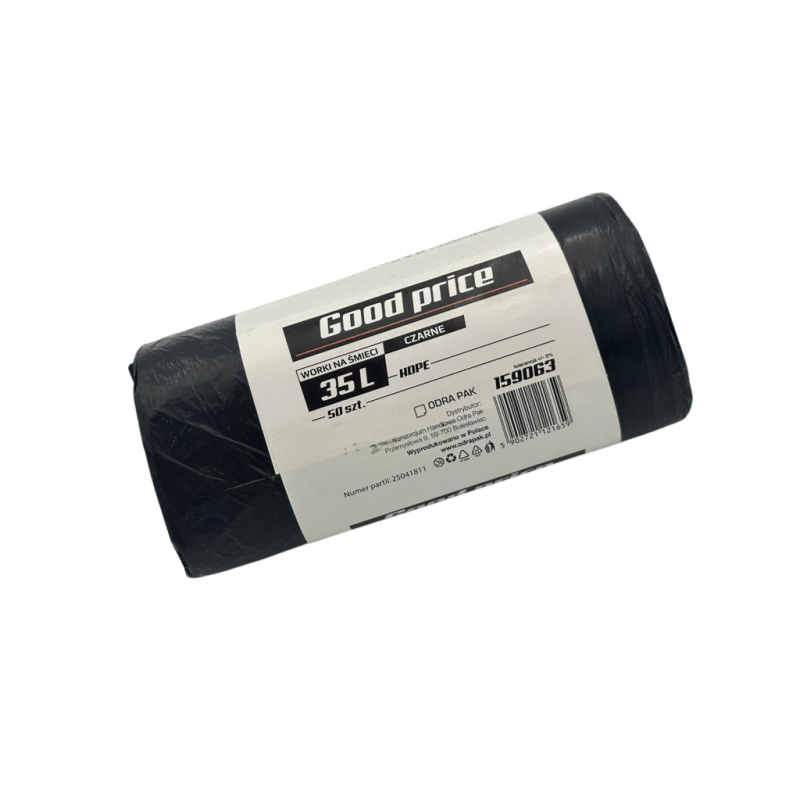Worki na śmieci HDPE 35L 6μm czarne 50szt | Perfecto