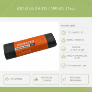 Worki na Śmieci 60L LDPE 19μm 10szt | Perfecto