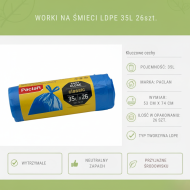 Worki na śmieci 35L 9μm niebieskie LDPE/HDPE 26szt | Paclan Classic