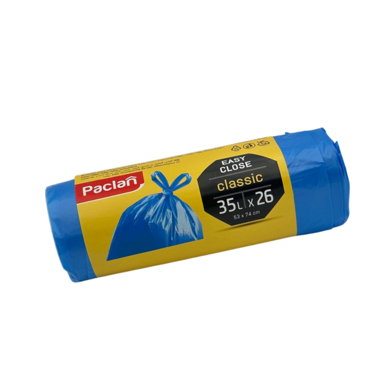Worki na śmieci 35L 9μm niebieskie LDPE/HDPE 26szt | Paclan Classic