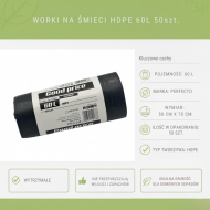 Worki na śmieci HDPE 60L czarne 6,5μm 50szt | Perfecto