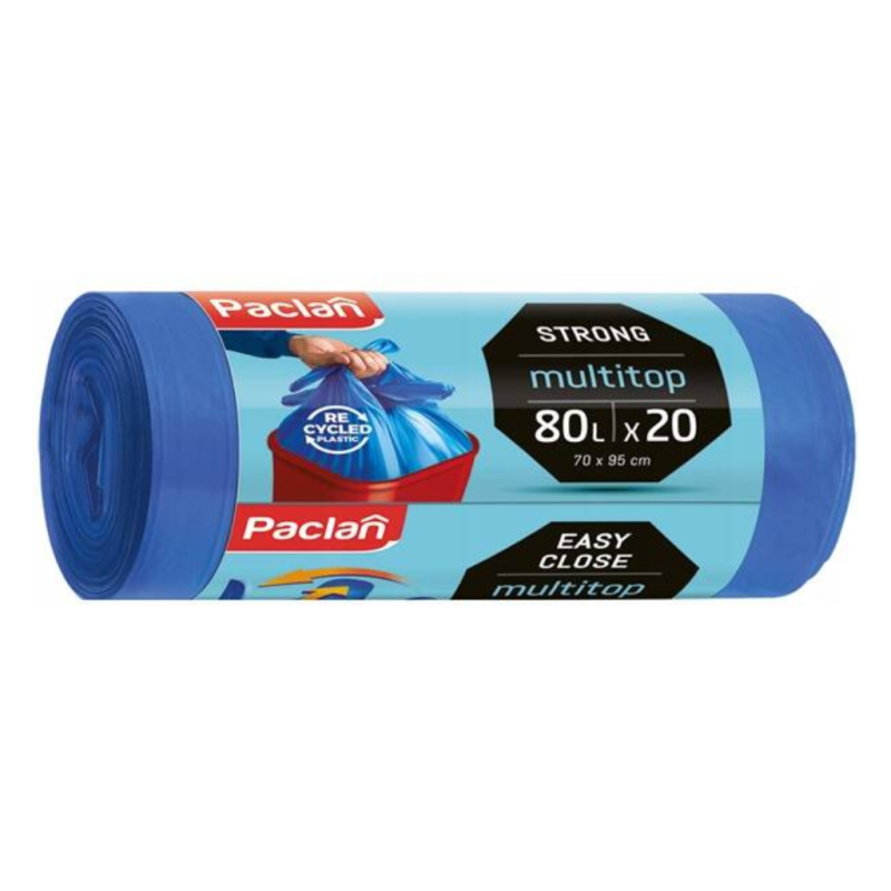 Worki na śmieci 80L 20szt Multitop Paclan niebieskie