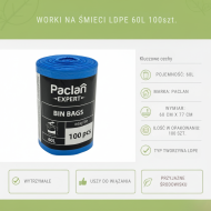 Worki na śmieci 60L 25μm 100szt niebieskie | Paclan Expert