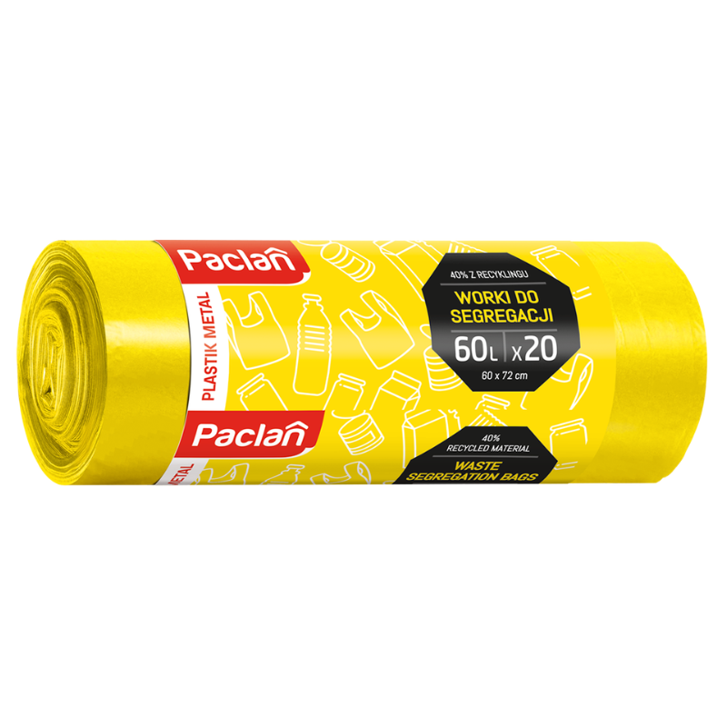Worki żółte 60l 20szt Paclan do segregacji