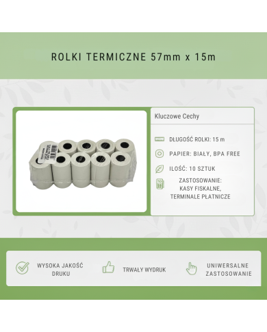 Rolki Termiczne 57x15 BPA Free – Wysoka Jakość Druku