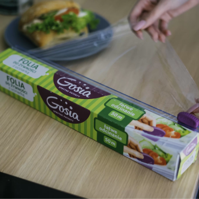 Folia PE Gosia 50m 290mm z ucinarką | Do żywności