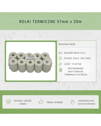 Rolka termiczna 57mm x 20m BPA Free 10 szt. | PASACO