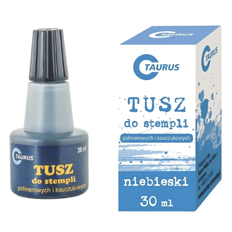 Tusz do stempli niebieski 30ml szybkoschnący Taurus