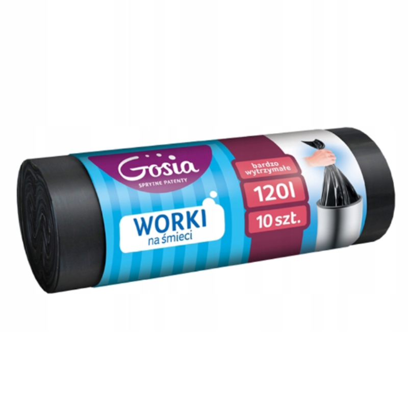 Worki na śmieci 120l mocne GOSIA A'10 10szt grafit