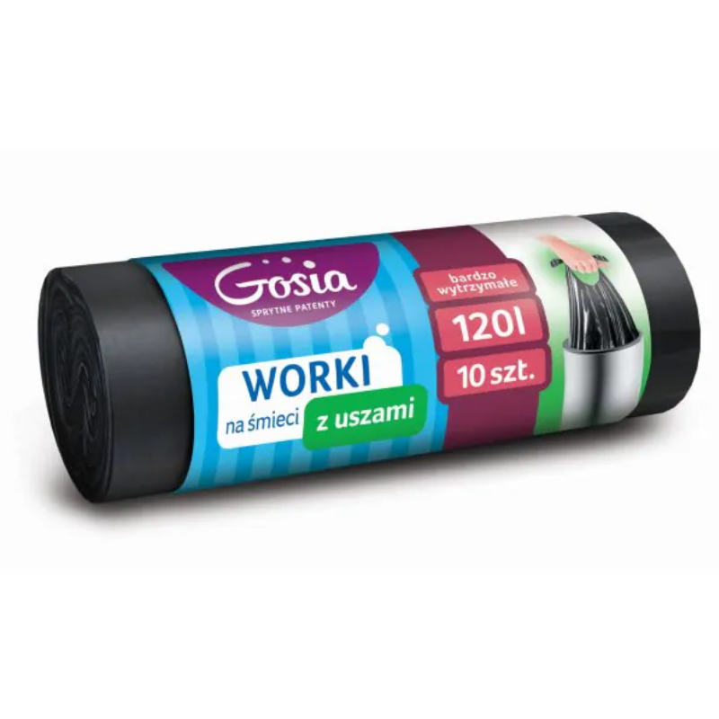 Worki na śmieci 120L LDPE z uszami Gosia 10szt Politan