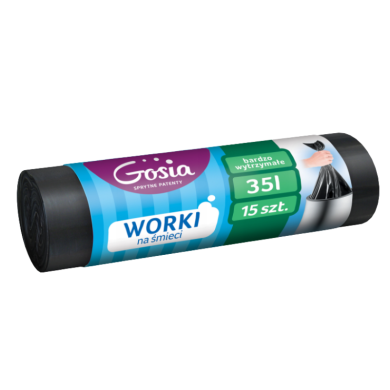 Worki na śmieci 35L LDPE GOSIA z uszami 15 szt