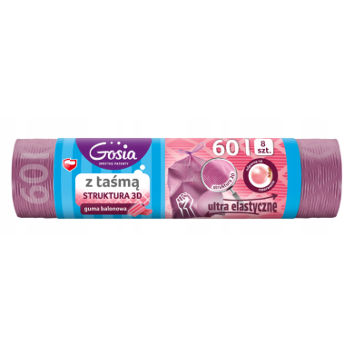 Worki na śmieci 60l różowe z taśmą Gosia 10szt