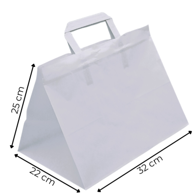 Torba papierowa biała 32/22/25cm uchwyt płaski 250szt