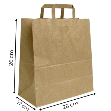 Torba papierowa szara 26/17/26 cm uchwyt płaski 250 szt.