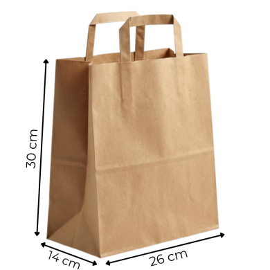 Torba papierowa szara 26/14/30cm uchwyt płaski