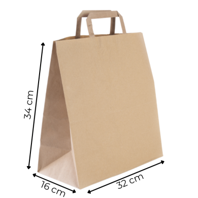Torba papierowa szara 32x16x34cm uchwyt płaski