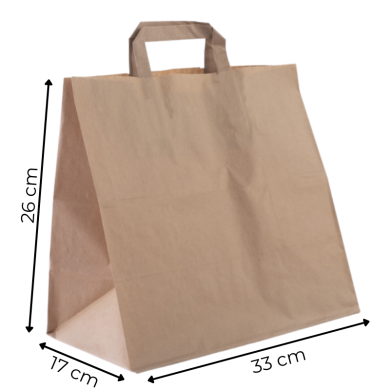 Torba papierowa szara 26/17/33 cm uchwyt płaski