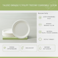 Talerze okrągłe z pulpy 15,5cm 50szt | EcoPack