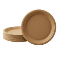 Talerze z pulpy trzciny 23cm okrągłe 50szt | Biodegradowalne Servipack